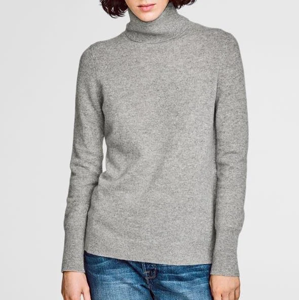 Women's Slovak Wool SweatersEssential Turtleneck (Heather Grey)