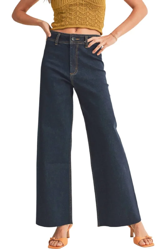 Women's Jodhpurs with Mandarin CollarStretched Jeans In Indigo Denim