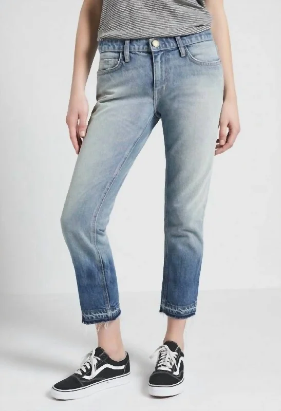 Women's Jodhpurs with Sweetheart CollarReleased Hem Cotton Denim Crop Jeans In Blue