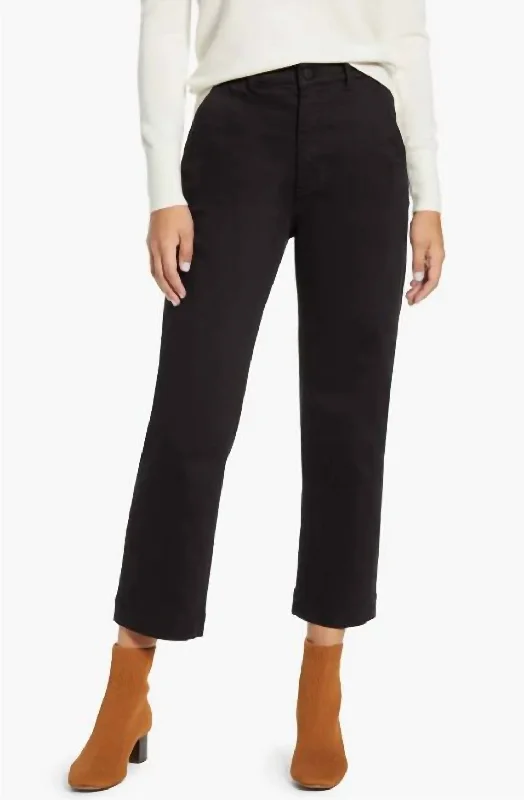 Women's Jodhpurs with Low CollarStraight Leg Crop Pants In Black