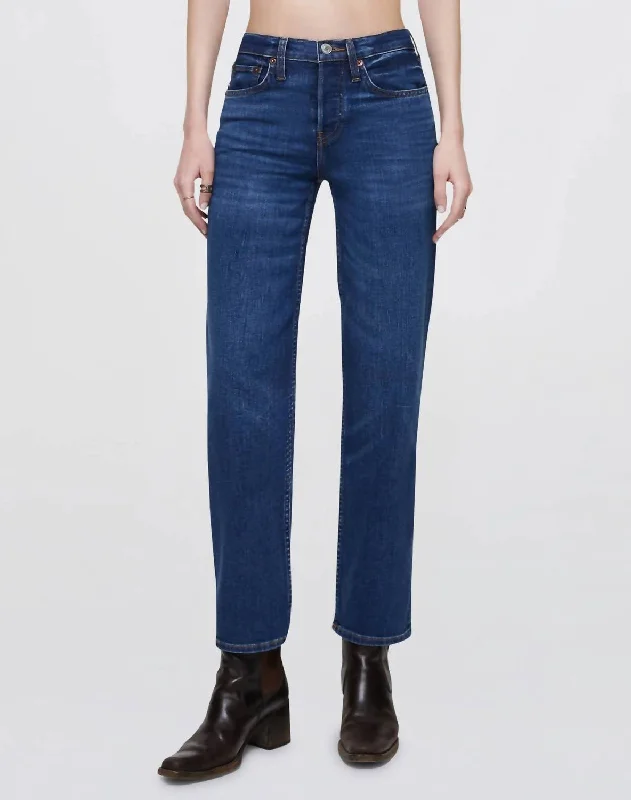 Women's Jodhpurs with Low WaistComfort Stretch Mid Rise Stove Pipe Jean In Monterey Fade