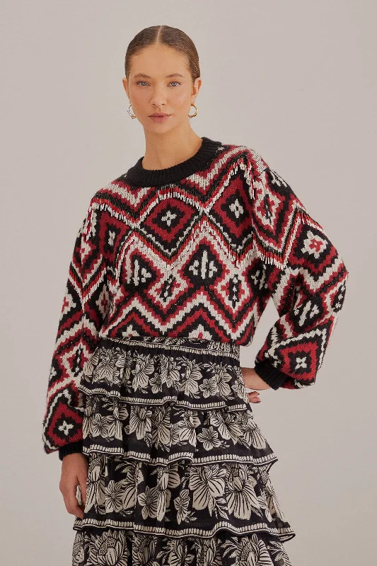 Women's Square CollRauti Beaded Knit Sweater