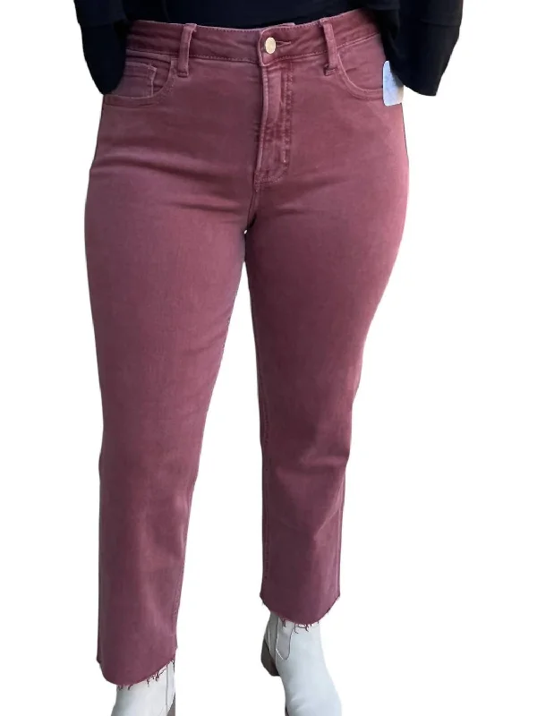 Women's Jodhpurs with Mandarin CollarStraight Leg Jeans In Dusty Wine