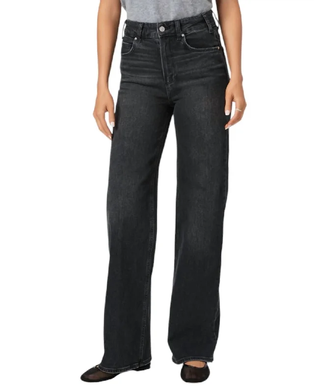 Women's Jodhpurs with Mandarin CollarSasha 32" Wide Leg Jean In Viper Black Distressed