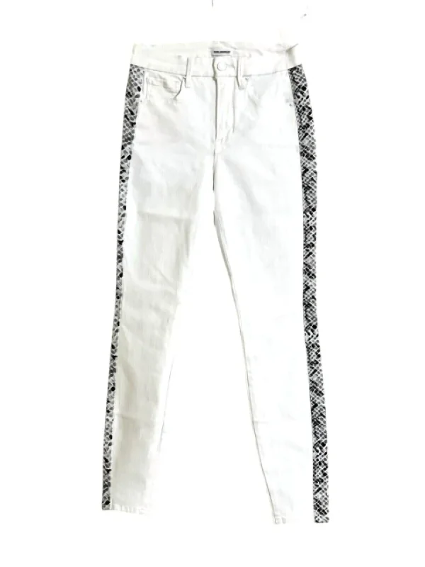 Women's Jodhpurs with Notched CollarWomen's Good Legs High Rise Stretch Snake Side Skinny Jeans In White