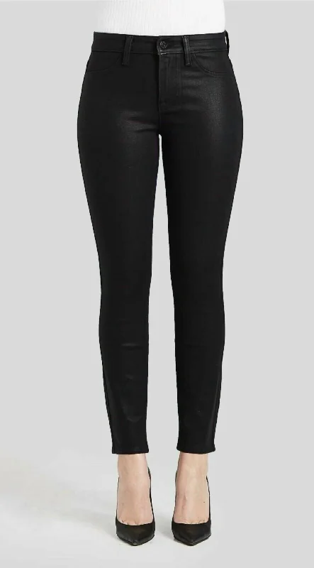 Women's Jodhpurs with V-Shaped CollarBobby Iris High Rise Stretch Coated Jeans In Black