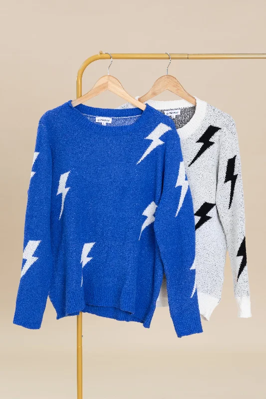 Women's Three-Quarter Sleeve SweatersLightning Pattern Soft Knit Sweaters