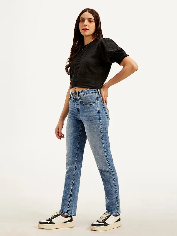 Women's Jodhpurs with Notched CollarWomen's High Rise 724 Slim Straight Fit Blue Jeans