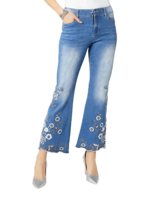 Women's Tapered PantsZoey Embroidered Flare Jean In Denim