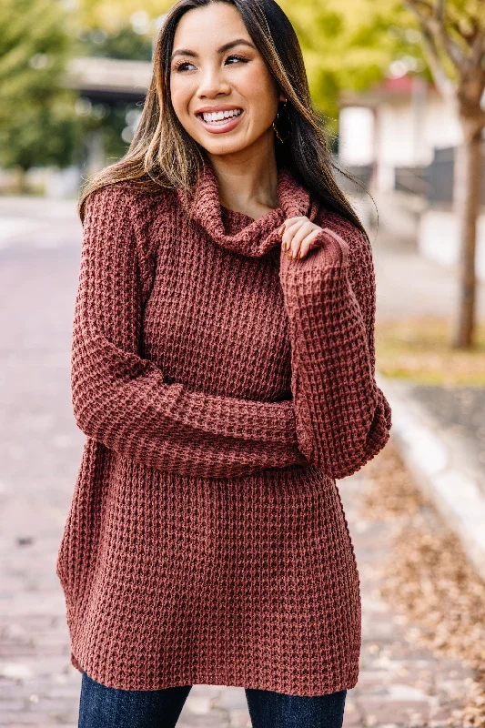 Women's Croatian Wool SweatersIn Your Glow Burgundy Red Waffle Sweater