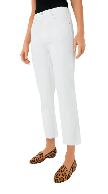 Women's Jodhpurs with Shirt CollarFray Jeans In White