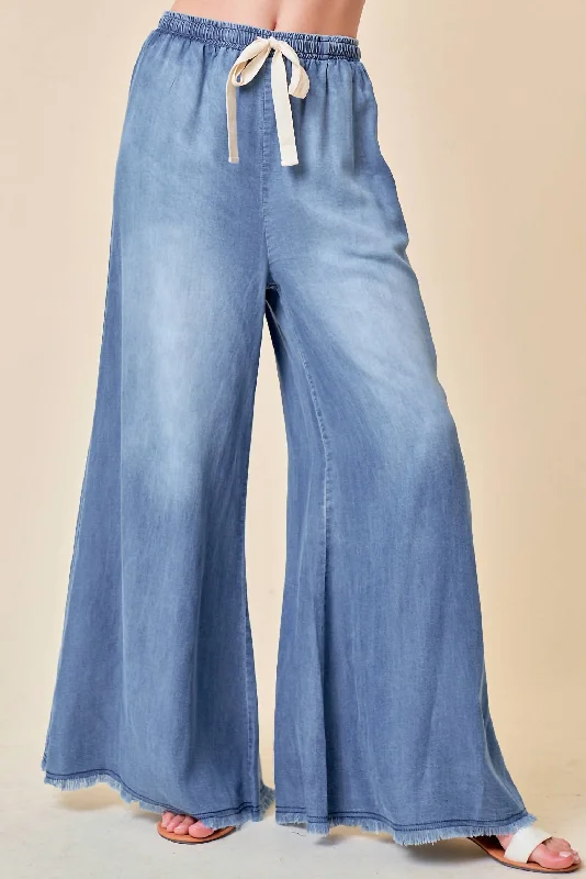 Women's Jodhpurs with Mid-LengthGo With The Flow Denim Pant In Blue