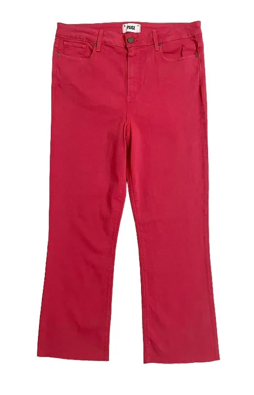 Women's Jodhpurs with Mid-LengthWomen's Relaxed Rory High Rise Straight Leg Red Raw Hem Crop Jeans