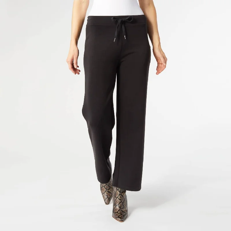 Women's Jodhpurs with Notched CollarHilarie Super Soft Wide Leg Bottom In Black