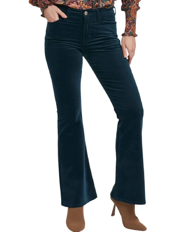 Women's Bell-Bottom PantsRosa Mid Rise Flare Velveteen Pants In Teal