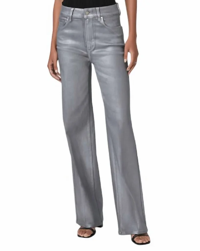 Women's Jodhpurs with Shawl CollarSasha Wide Leg Jean In Silver Coating