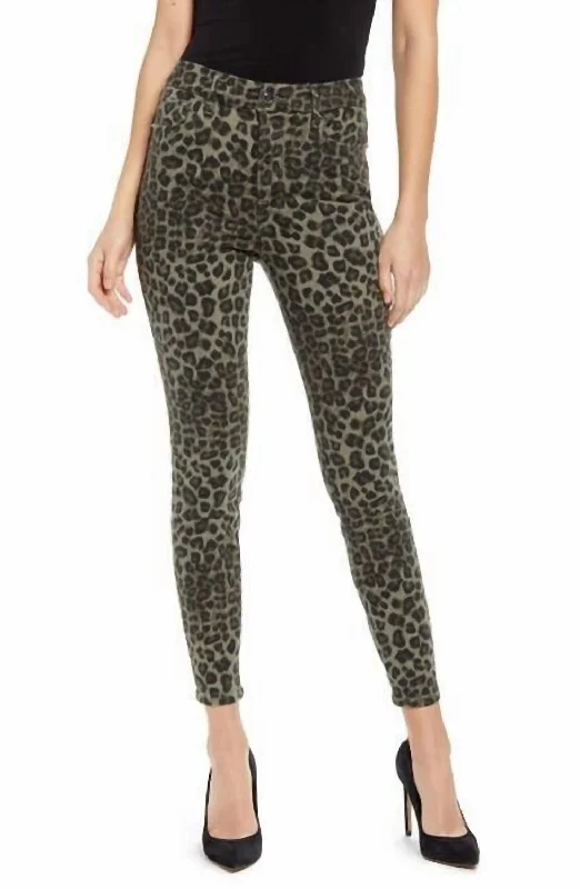 Women's Jodhpurs with Shawl CollarGood Waist Sage Leopard High Rise Skinny Jeans In Multicolor