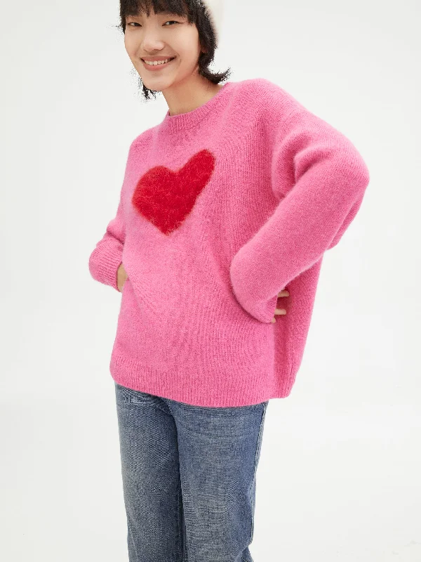 Women's Woolen SweatersLove Rose Pink Sweater