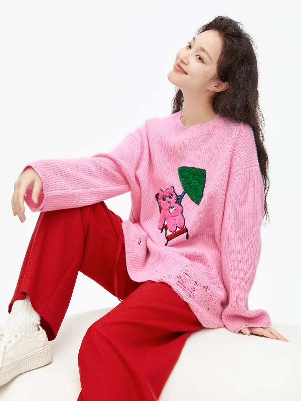 Women's High Collar SweatersBallet Pink Sweater