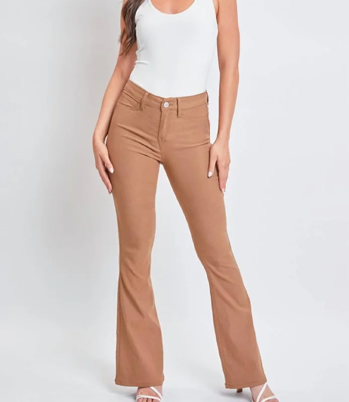 Women's Jodhpurs with Low CollarHyperstretch High Rise Flare Jean In Almond