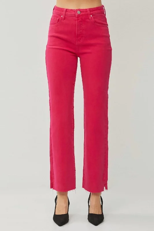 Women's Ankle-Length PantsTummy Control Straight Jean In Fuchsia