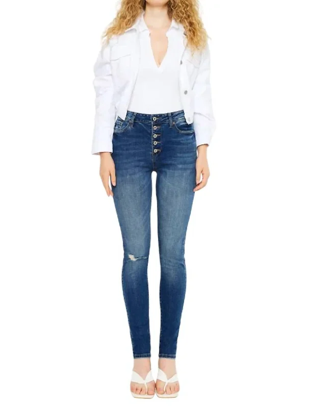 Women's Jodhpurs with Shirt CollarWesley High Rise Super Skinny Jean In Medium Wash