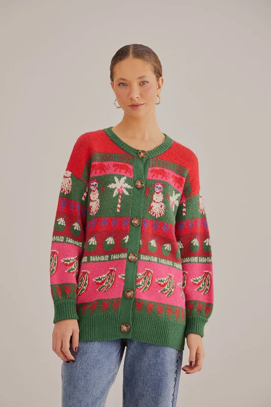 Women's Romanian Wool SweatersTropical Christmas Ainika Cardigan