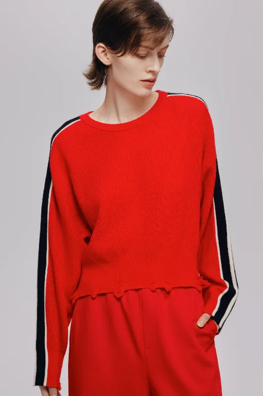 Women's Notched Collar SweatersFarah Red Sweater