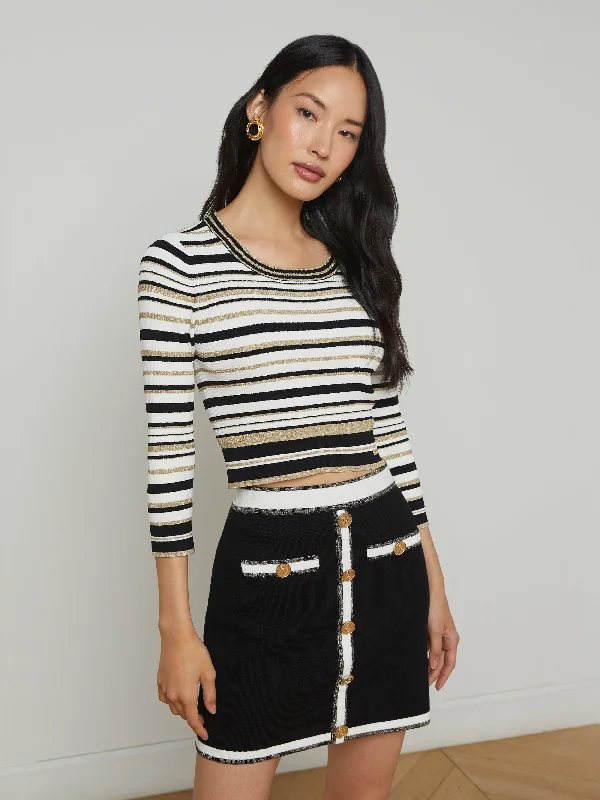 Women's Notched Collar SweatersYukio Cropped Pullover