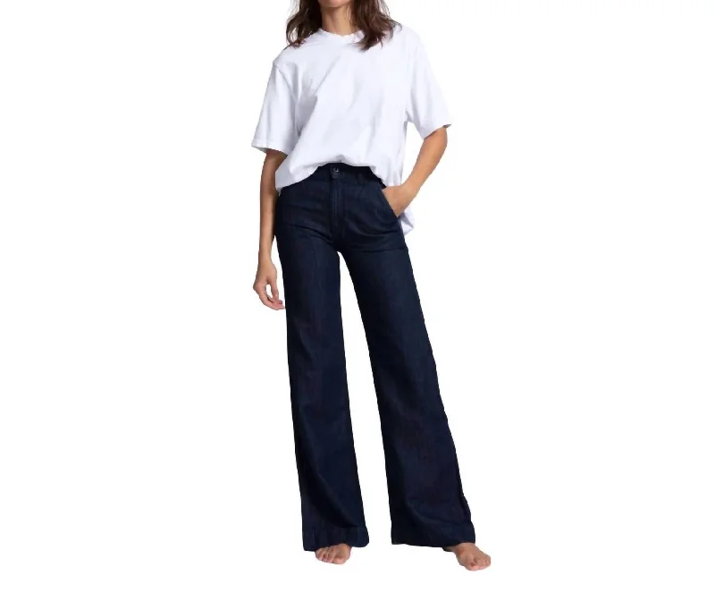 Women's Jodhpurs with Long LengthDenim Trouser In Indigo Linen