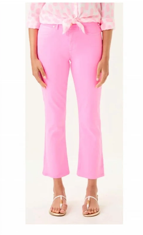 Women's Jodhpurs with Mandarin Collar27" Annet High Rise Crop Flare Jean In Rousseau Pink