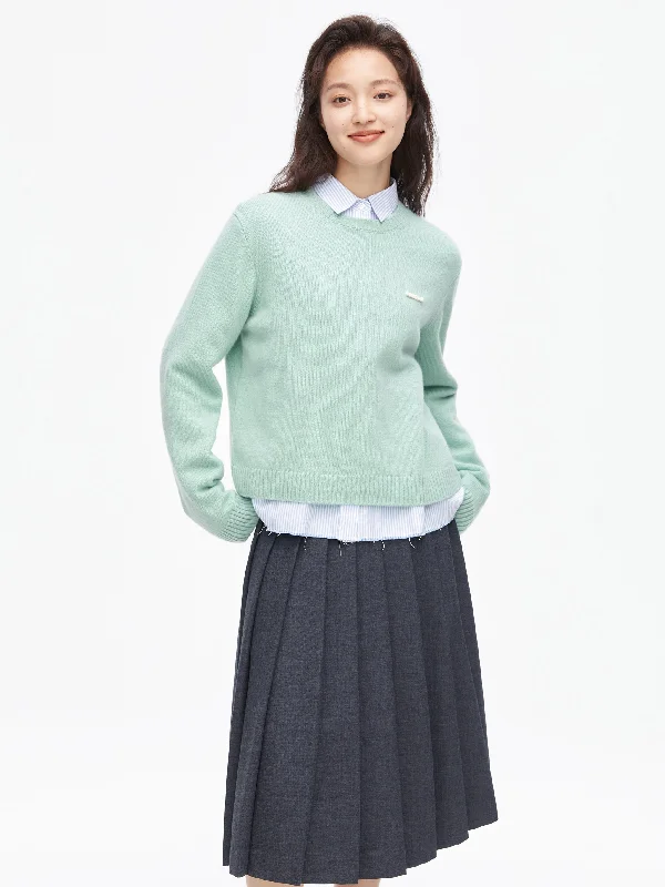 Women's Georgian Wool SweatersGreen Soft Color Sweater