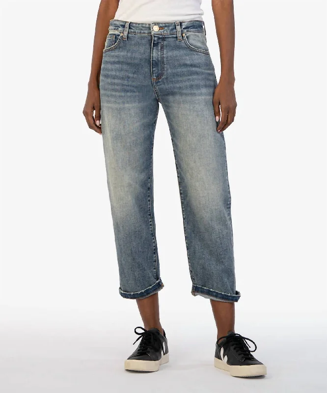 Women's Jodhpurs with Narrow CollarSienna Baggy Boyfriend Crop Jeans In Shaped Wash