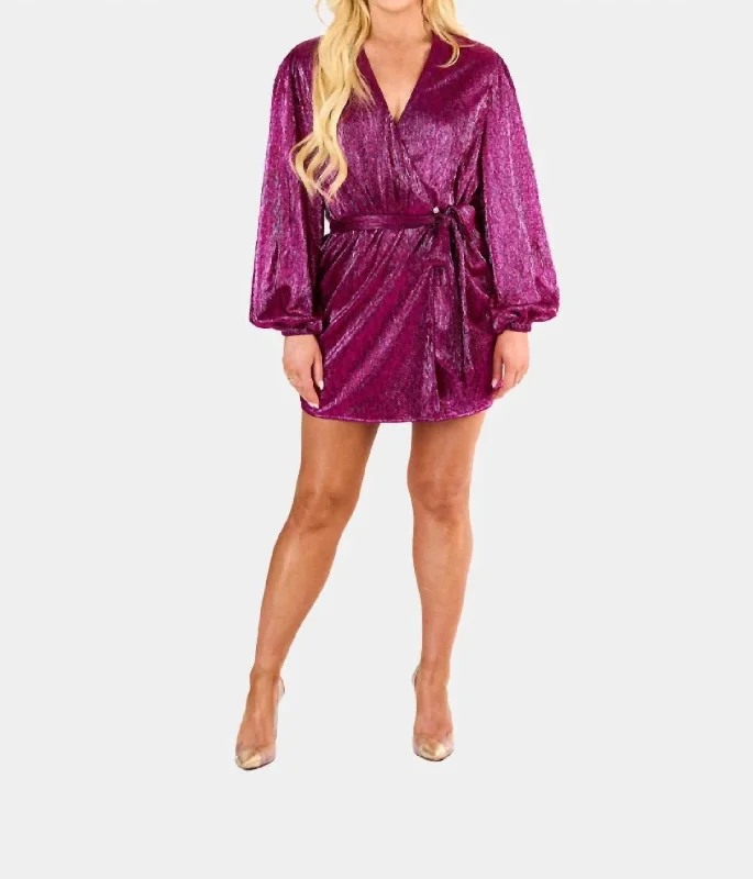 Women's Square Collar DressesAdeline Sequin Wrap Dress In Feelin Fine