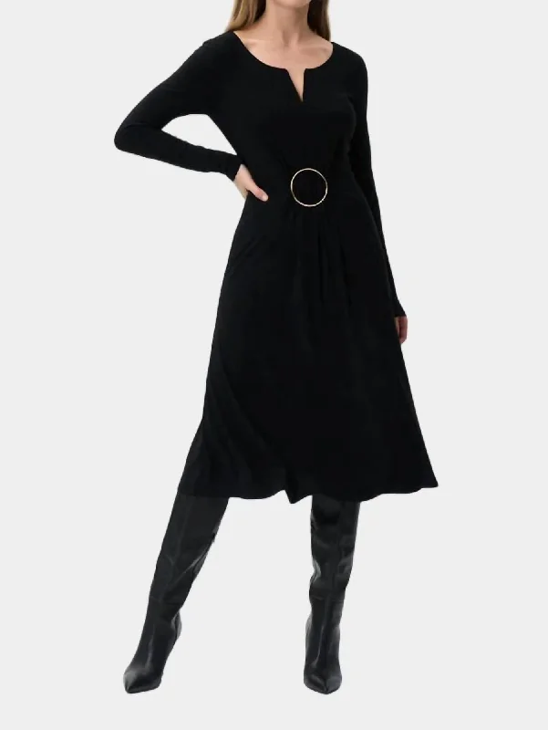 Women's Shirt Collar DressesCircle Detail Dress In Black