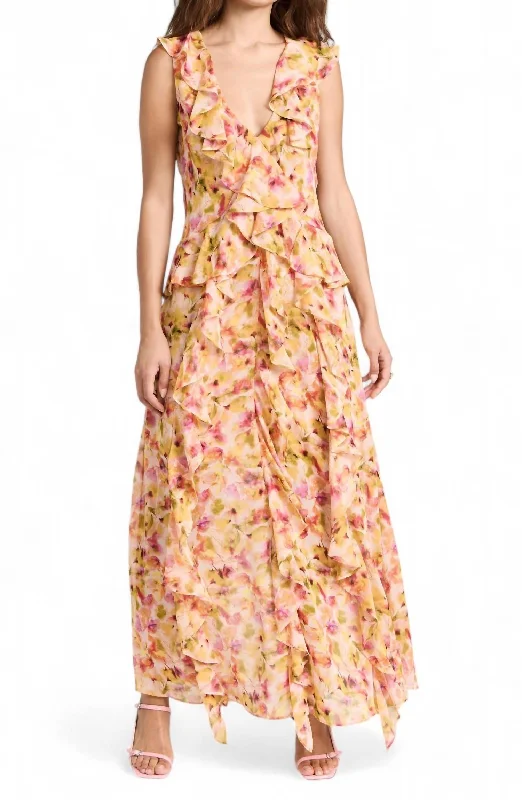 Women's Long-Sleeve DressesClaudita Dress In Golden Floral