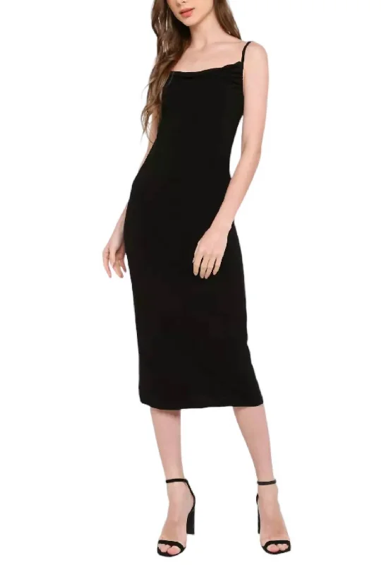 Women's U-Shaped Collar DressesCowl Neck Dress In Black