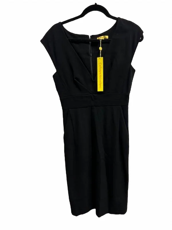 Women's Keyhole-Neck DressesDeep V Neck Dress In Black