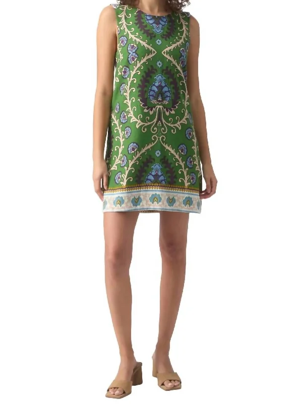 Women's Keyhole Collar DressesEasy Shift Dress In Mezzo Tile