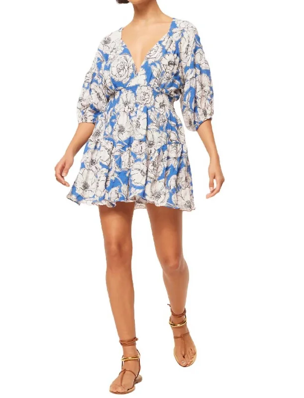 Women's Cold-Shoulder DressesEight Dress In Blue Gardenia Crinkle