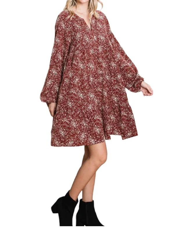 Women's Flared DressesFree Time Dress In Wine