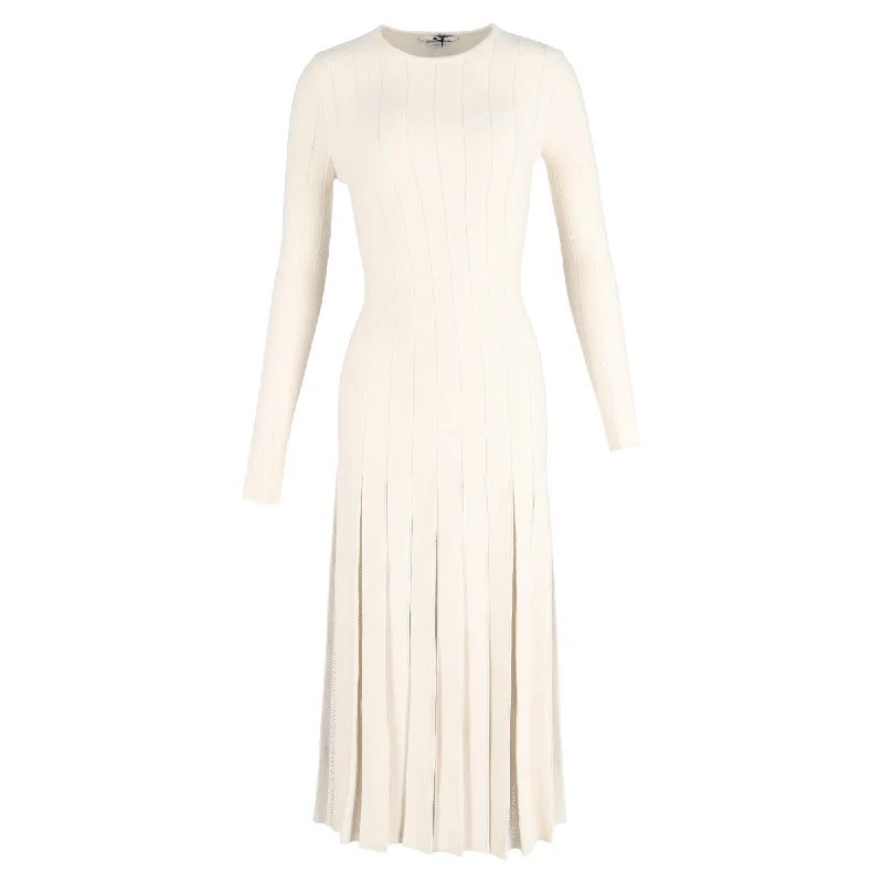 Women's Square-Back DressesGabriela Hearst Walsh Knit Pleated Dress in Ivory Wool