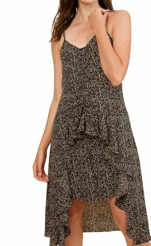 Women's Mandarin Collar DressesIbiza Leopard Print Sundress In Black