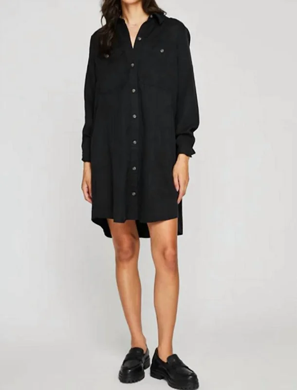 Women's Square Collar DressesKatie Shirt Dress In Black