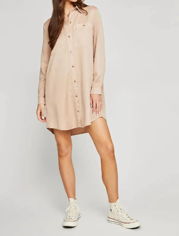 Women's Halter DressesKatie Shirt Dress In Tan