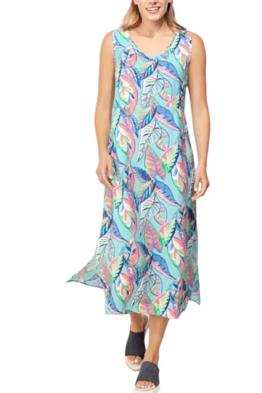 Women's Cut-Out DressesLeaf Crinkle Beach Dress In Multi