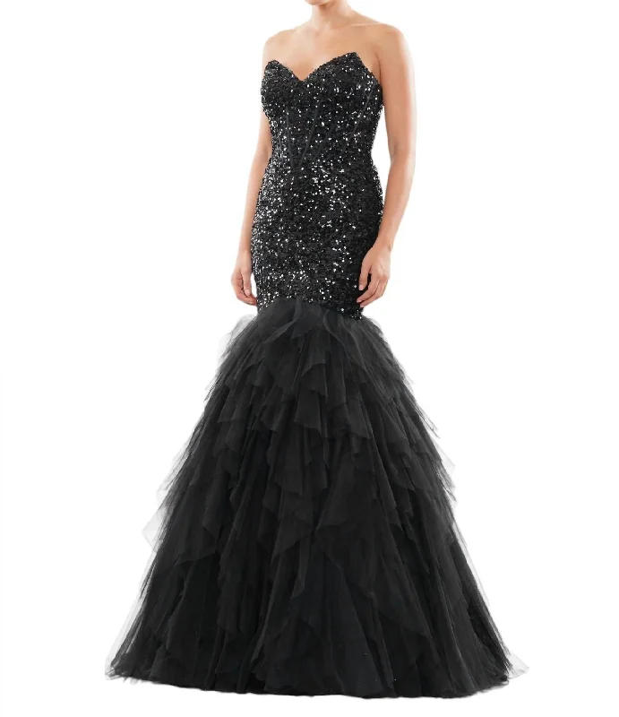 Women's Maxi DressesLong Strapless Formal Mermaid Prom Dress In Black