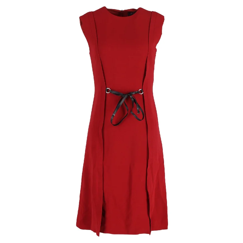 Women's Off-the-Shoulder DressesLouis Vuitton Crew Neck Knee-Length Dress in Red Acetate