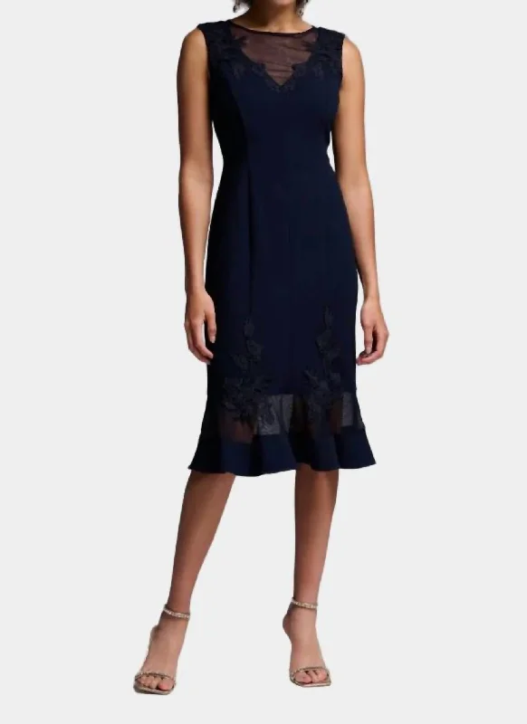 Women's Off-Shoulder DressesMesh Detail Dress In Midnight