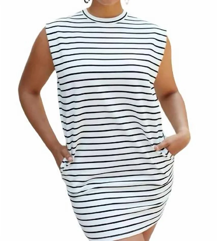 Women's Keyhole-Back DressesMiley Shift Dress In Black/cream Stripe